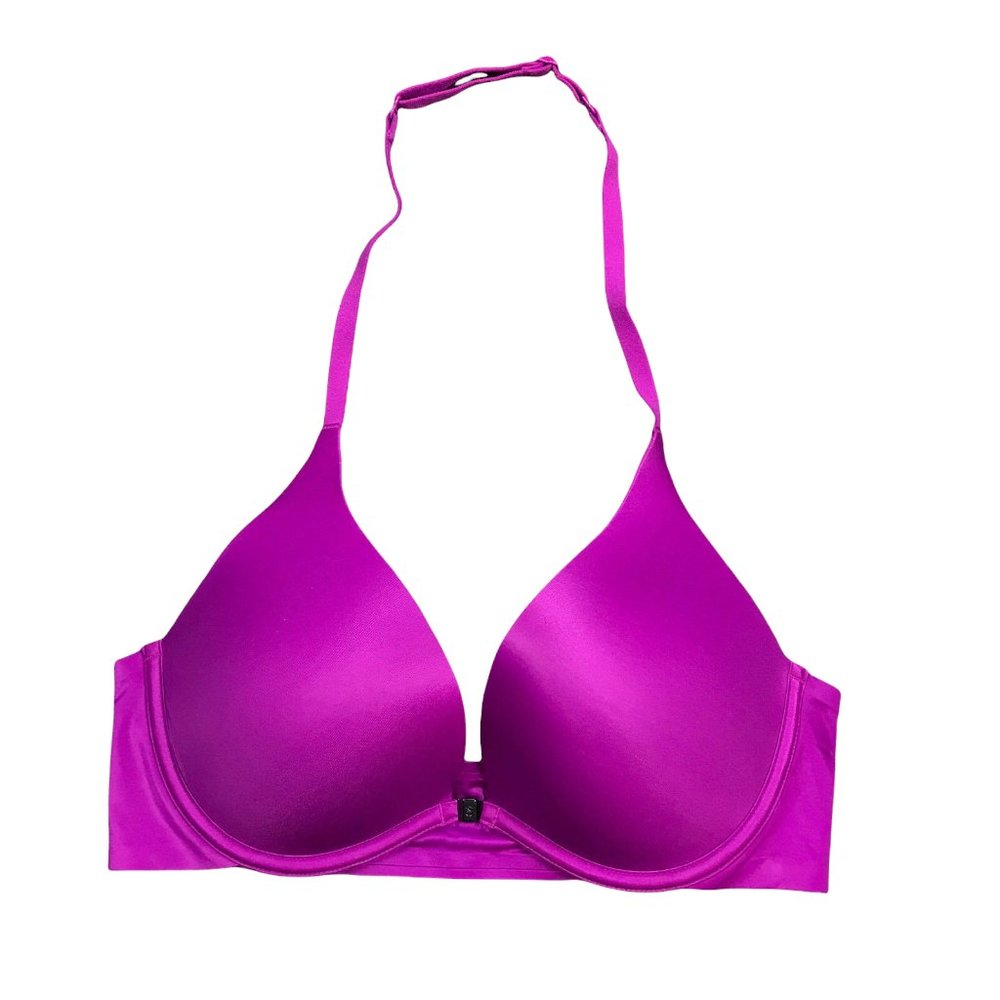 Victoria's Secret Women's Purple Padded Plunge Bra Front Clasp Size 34C